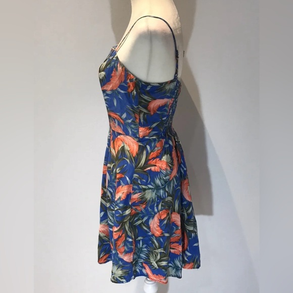 Cotton On Women's Size Small Blue Orange Tropical Mini Sundress Spaghetti Straps - Picture 2 of 7